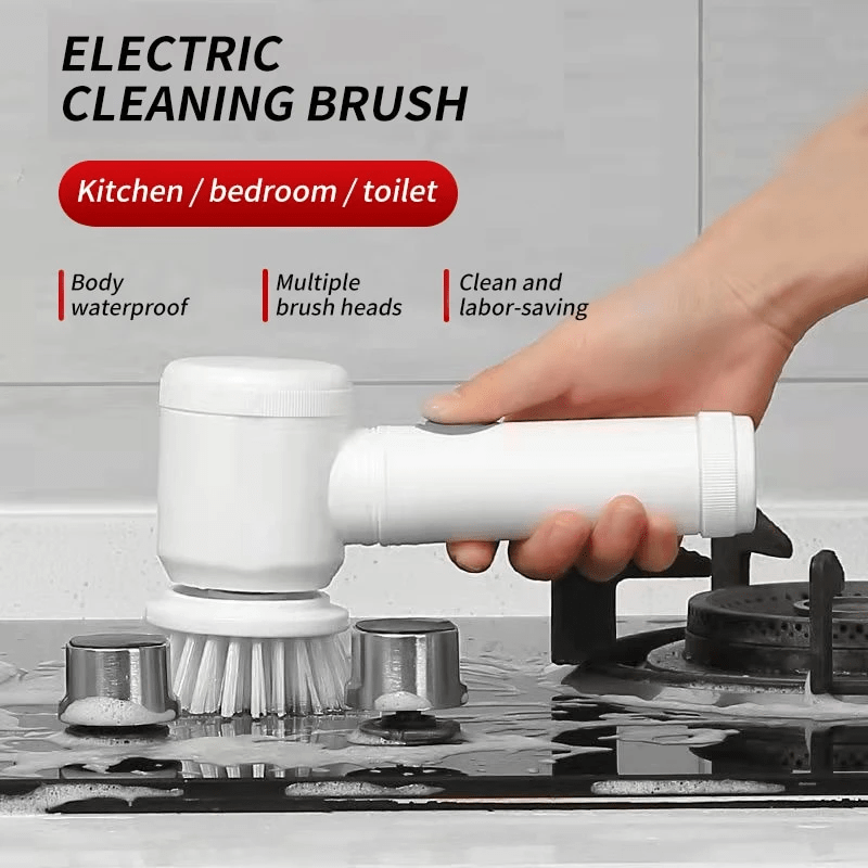 1 Set Electric Cleaning Brush With 2 Cleaning Brush Heads, Battery-powered,  Suitable For Cleaning Kitchen, Bedroom, Bathroom, Living Room, And More